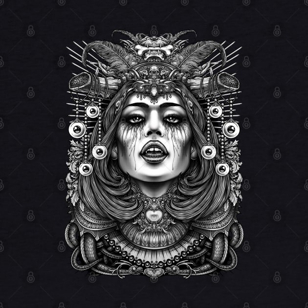 Occult Queen  Black and White by Winya